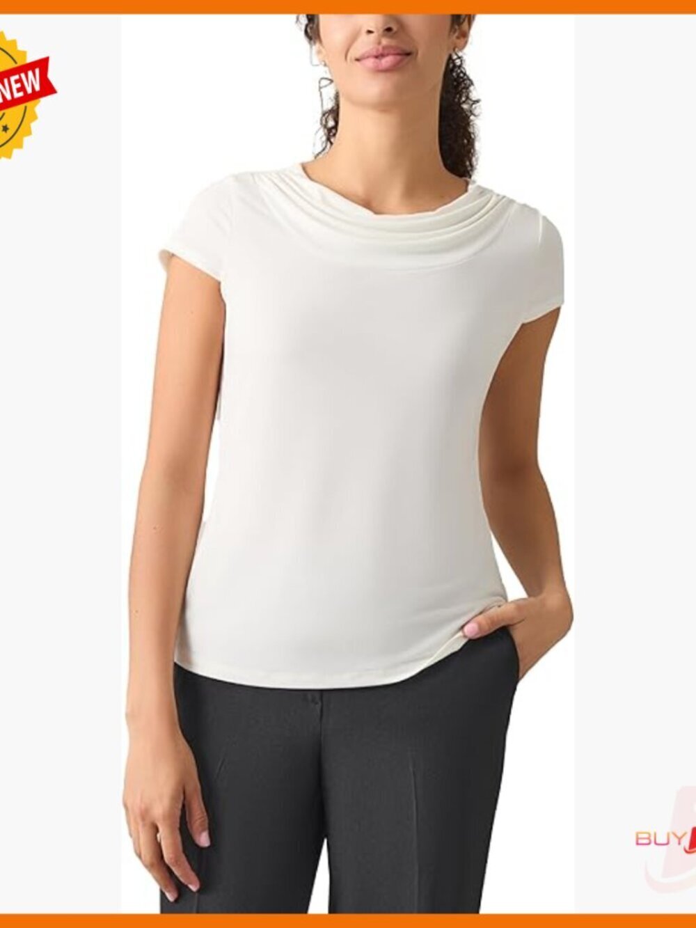 Petite Knit Cowl Neck Top, Cap Sleeve Blouse, Office Wear
